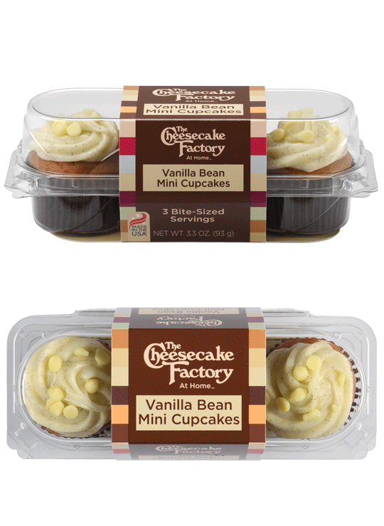 Image of Vanilla Bean Mini Cupcake 3-Pack from the Side & overhead