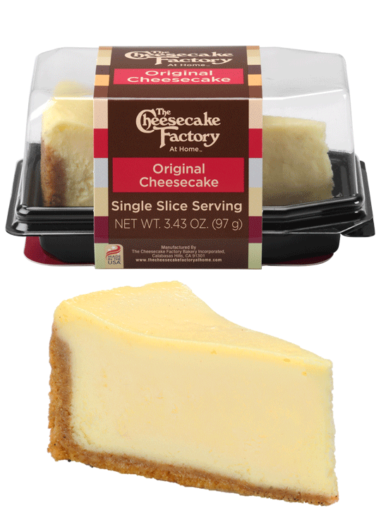 Image of Original Cheesecake Single Slice In & Out of Packaging